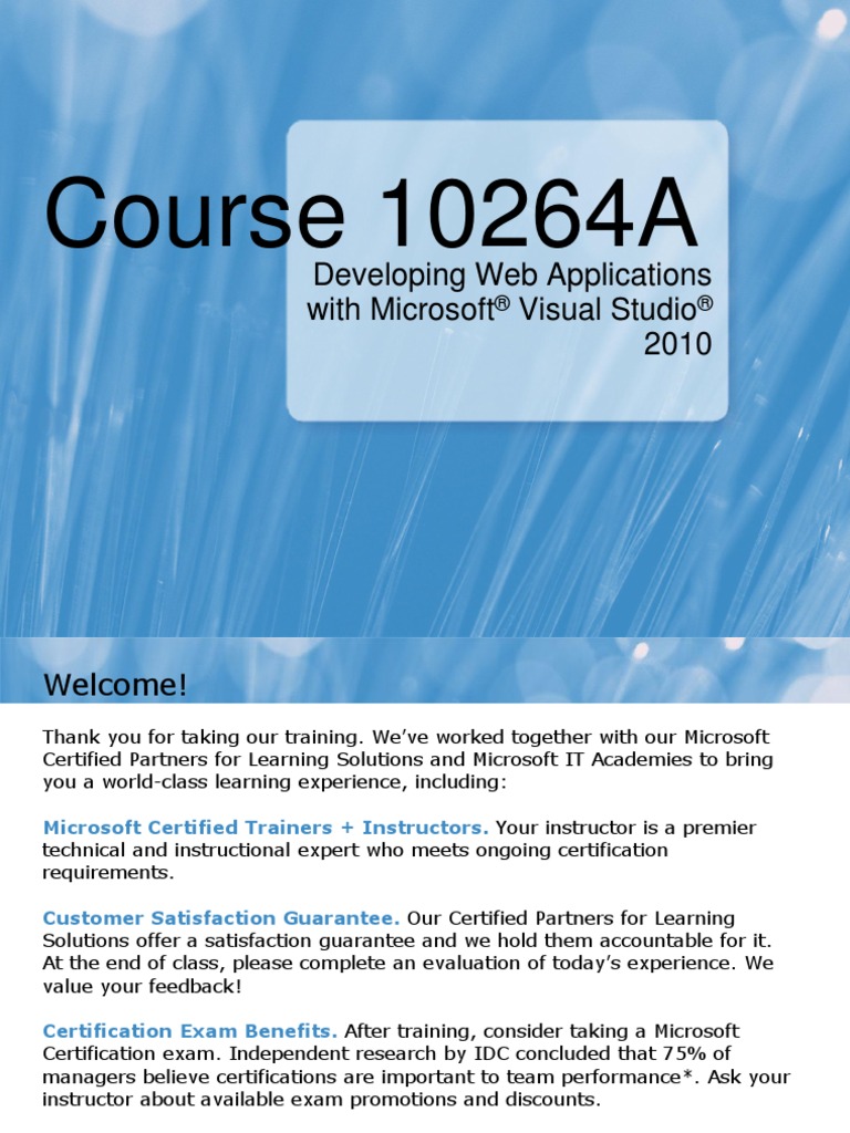 10264ae developing web applications with microsoft visual studio 2010
